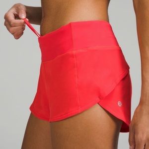 lululemon red speed up shorts
